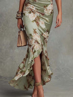 Vestido Longo Feminino Floral Decote em V