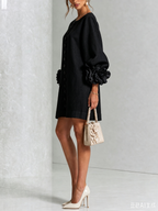 Mira | Vestido Feminino Linho Manga Bufante Mini Shift