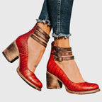 Florine | Botas Femininas Tornozelo Salto Bloco Fivelas