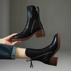 Cora | Mulher Couro Bota Ankle Salto Bloco