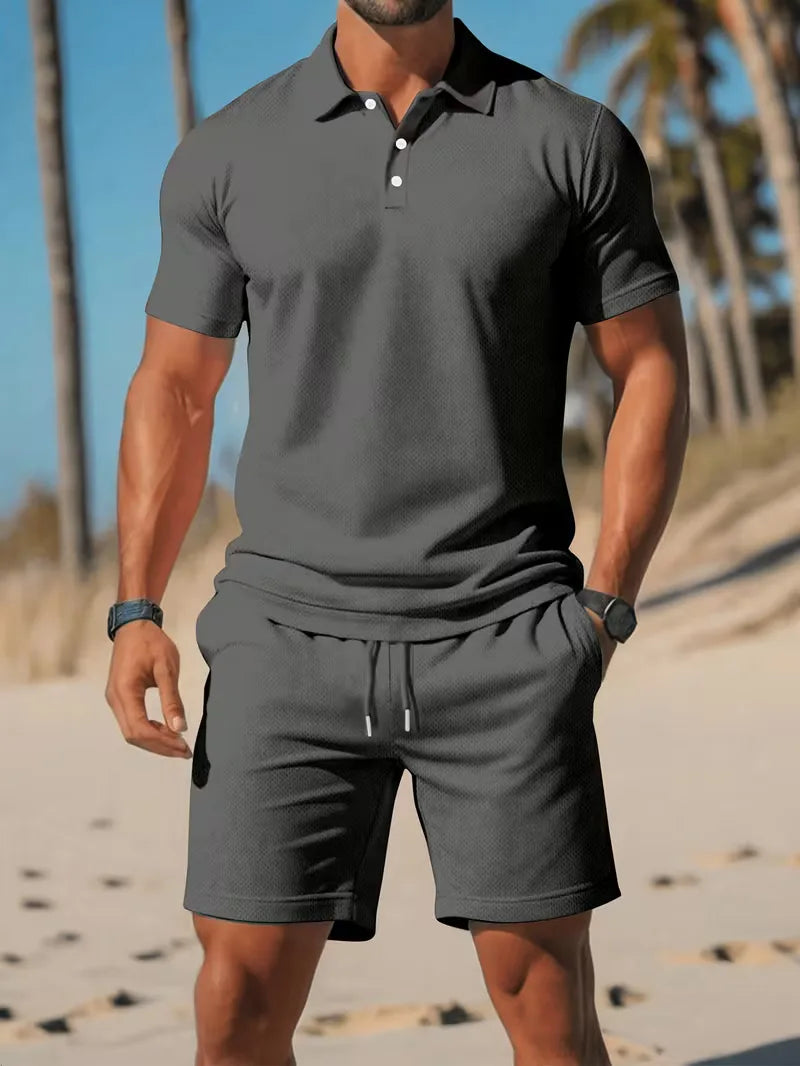 Conjunto de Shorts para Homem | Polo e Calção | Poliéster