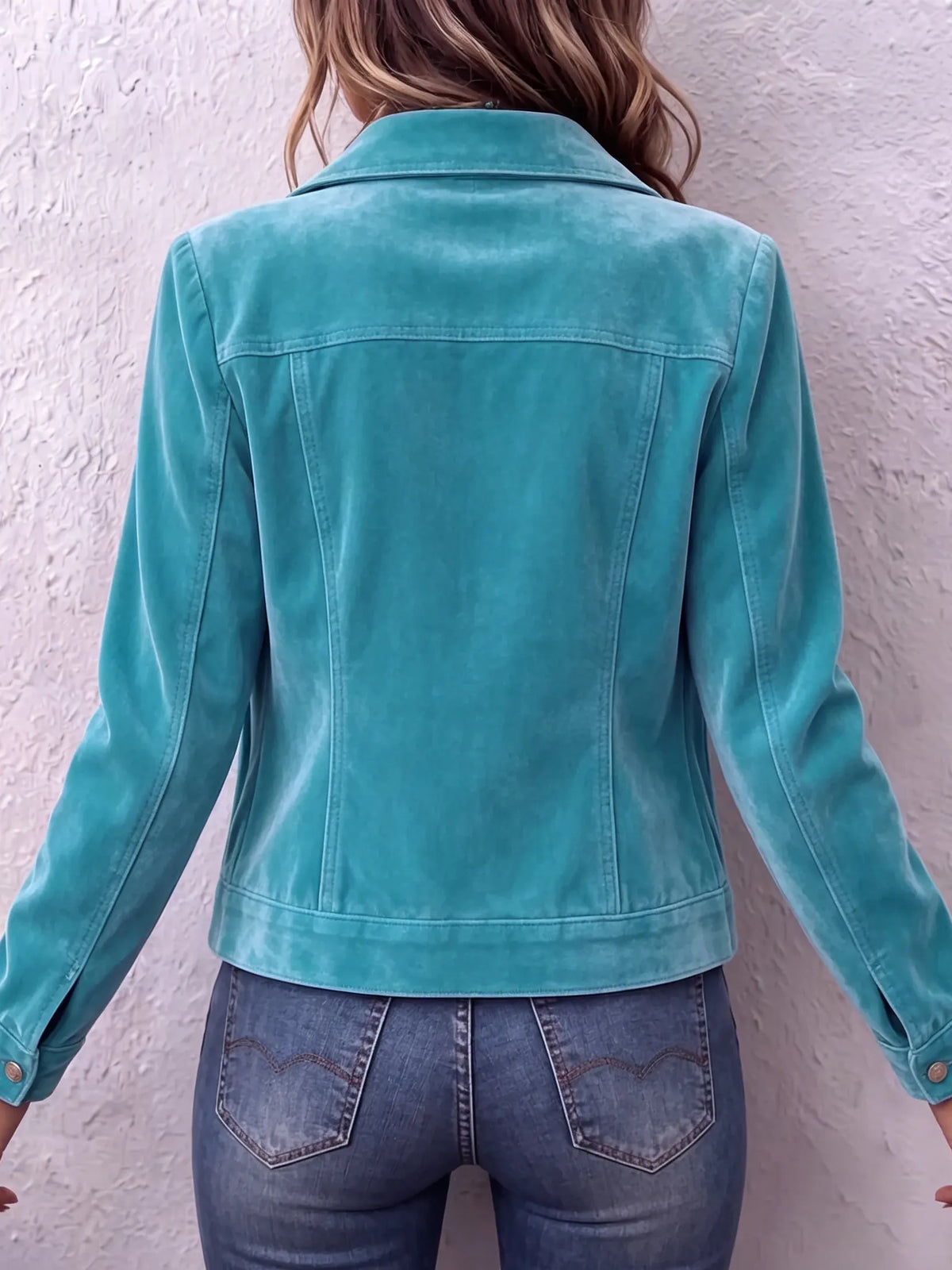 Casaco Feminino Vintage Lavado Botões Relaxado