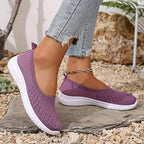 Eira | Sapatilhas Slip On Femininas Malha Bico Redondo