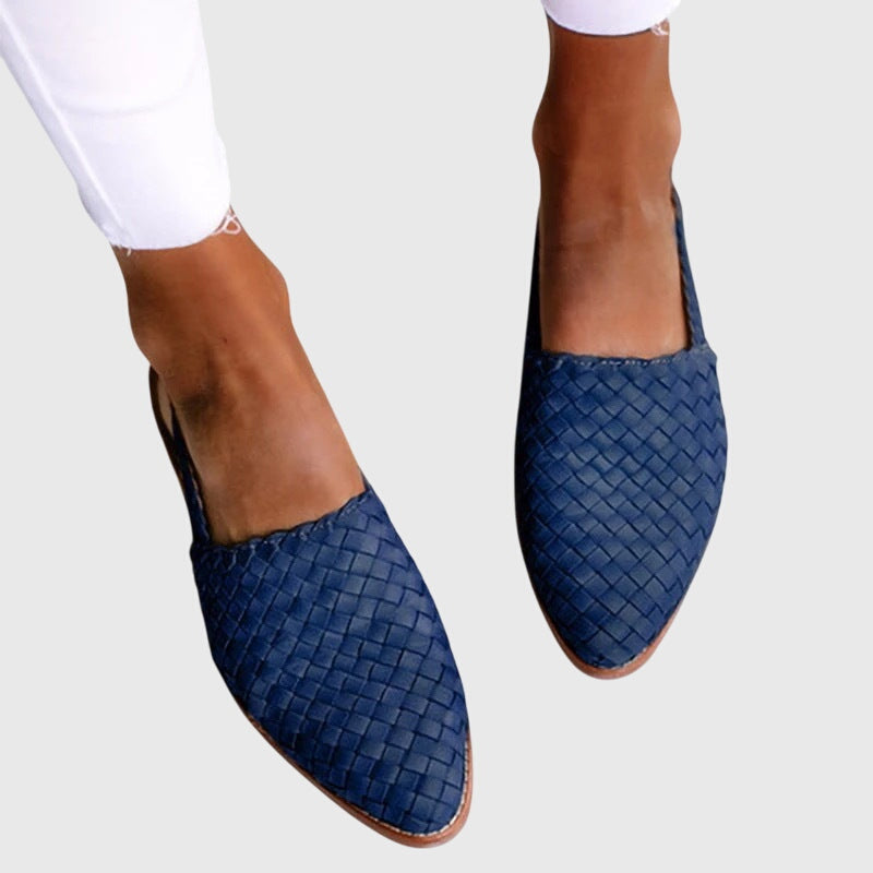 Seraphina | Sapatilhas Femininas Trançadas Slingback Bico Fino