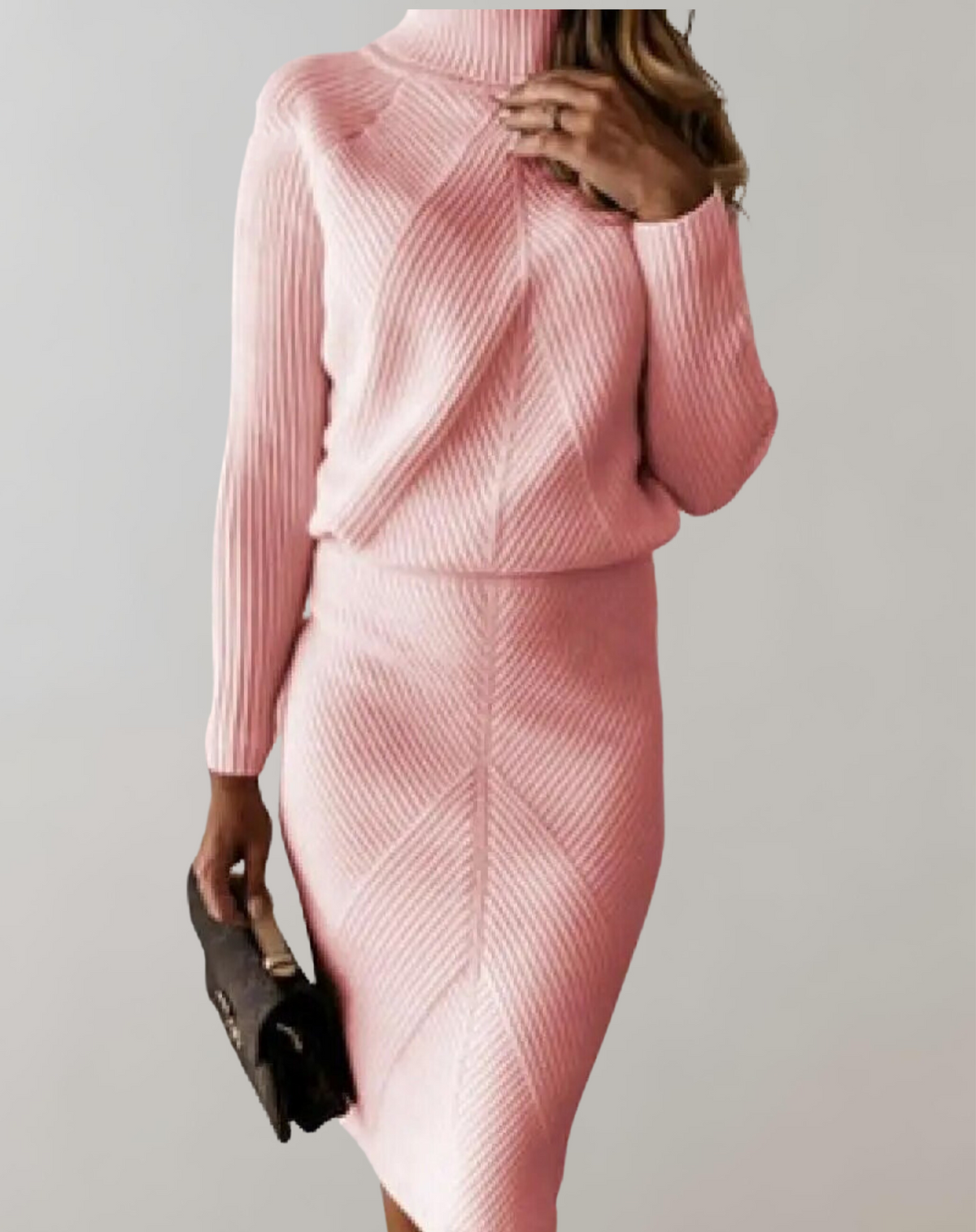 Cassia | Mulher Conjunto Tricot Gola Alta Saia Slim