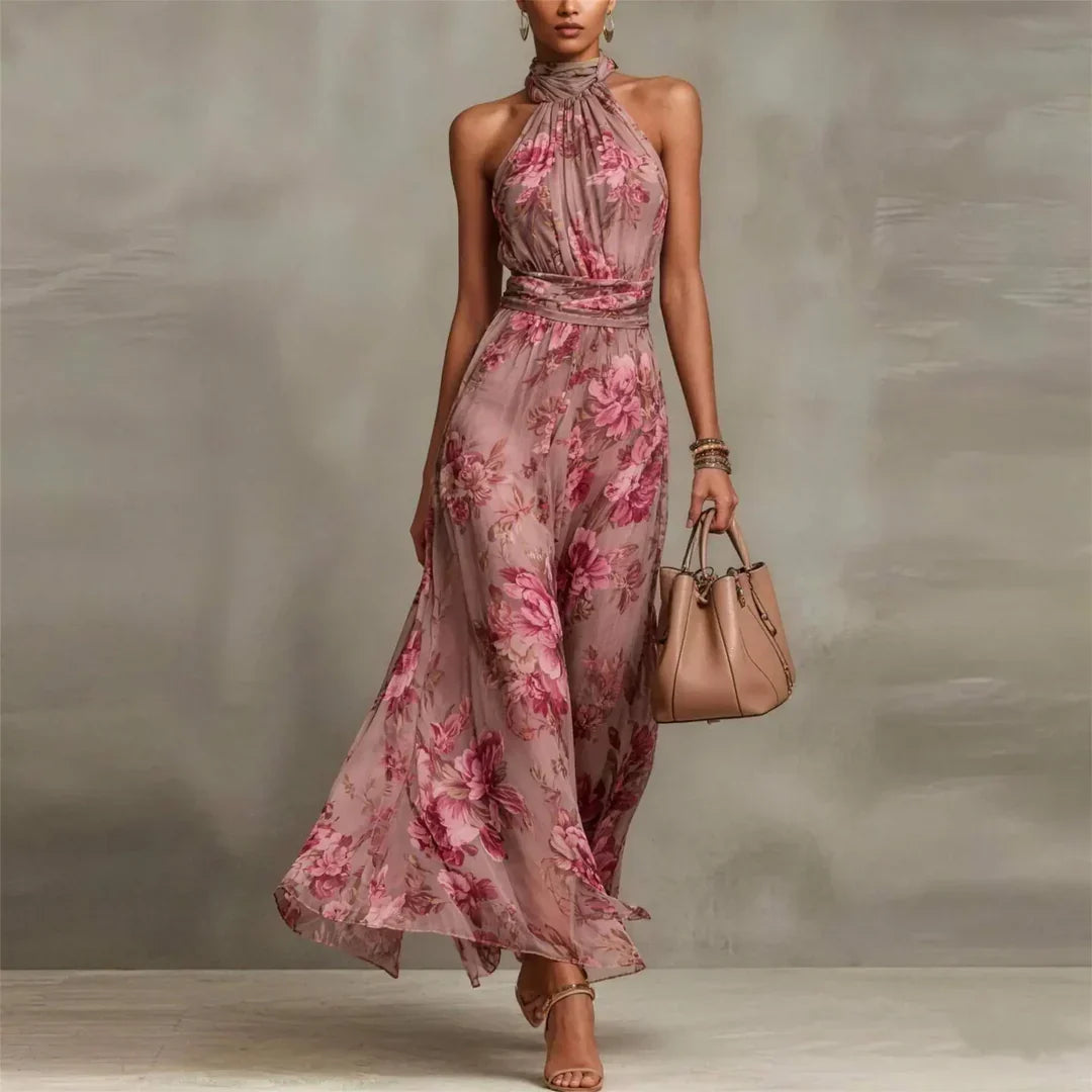 Vestido Maxi Floral Halter Mulher