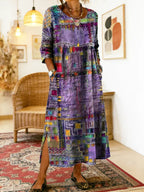 Lena | Vestido Jeans com Patchwork Étnico Feminino