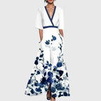 Vestido Feminino Floral com Cinto e Saia Evasê
