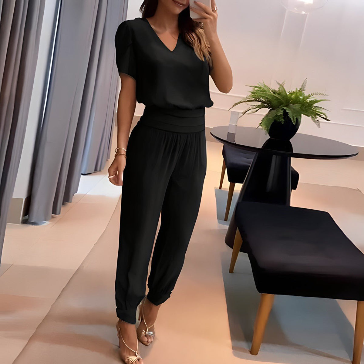 Leah | Conjunto Feminino Blusa e Calça Manga Bufante