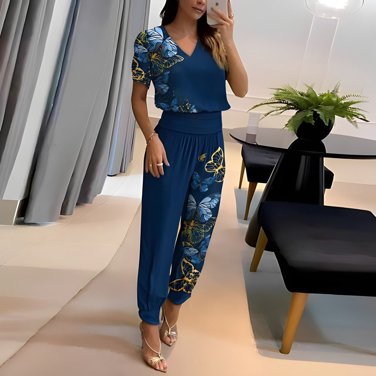 Leah | Conjunto Feminino Blusa e Calça Manga Bufante