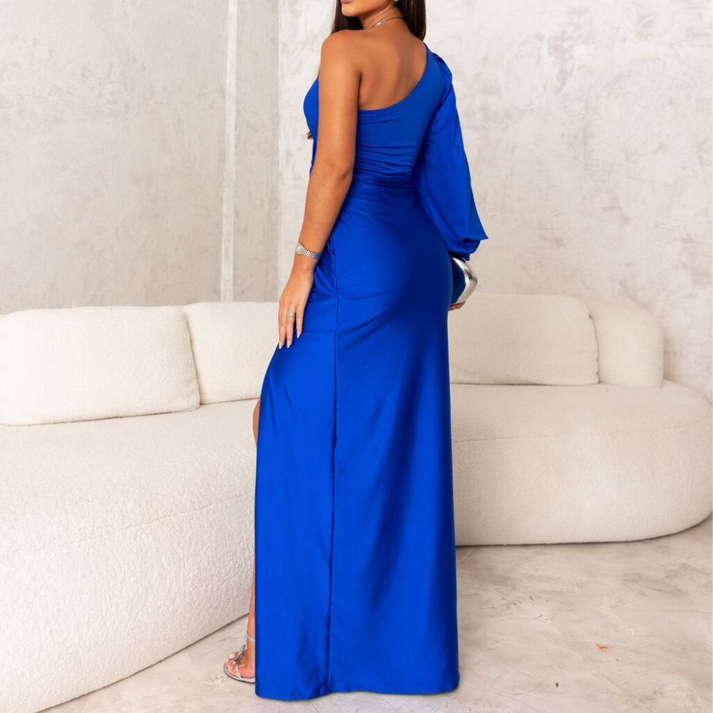Vestido de Noite Feminino | Uma Ombreira, Assimétrico, Ajustado