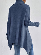 Mulher Camisola Tricot Gola Alta Assimétrica