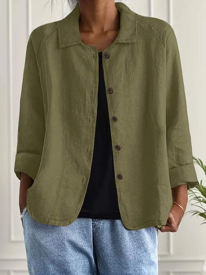 Perla | Mulher Cardigan Camisa Algodão Linho