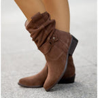 Ondine | Botins Slouch Femininos Bico Redondo com Dobra