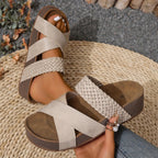 Sandálias Plataforma Femininas | Tiras Entrelaçadas, Estilo Casual