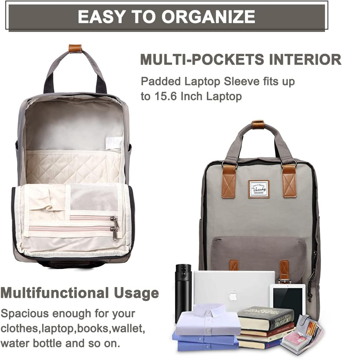 Mochila para Laptop 15,6" | Resistente à Água, Vintage | Organizer, Vinylon