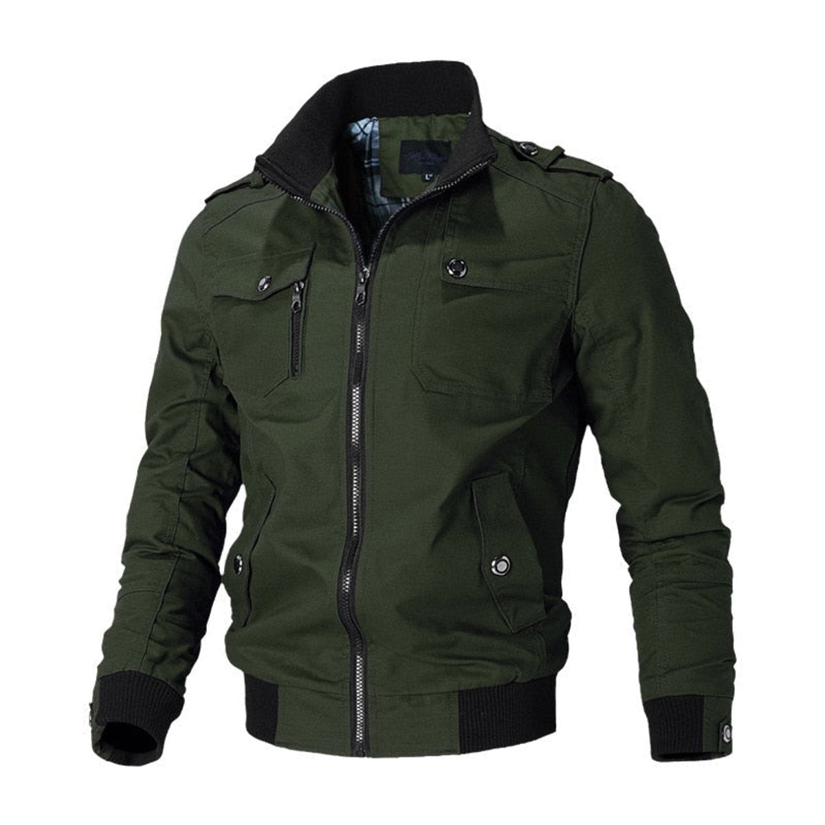 Kaia | Homem Bomber Jacket Militar Algodão Multipockets