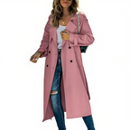 Ivy | Mulher Trench Coat Cinto Removível Gola Lapela