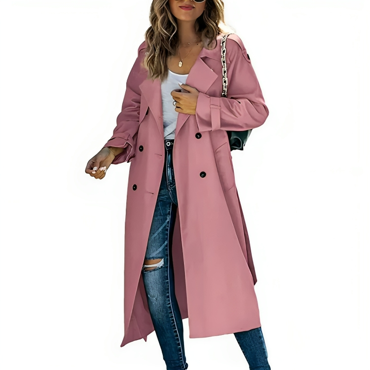 Ivy | Mulher Trench Coat Cinto Removível Gola Lapela