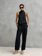 Conjunto de Mulher Preto | Top sem Mangas e Calças | Minimalista