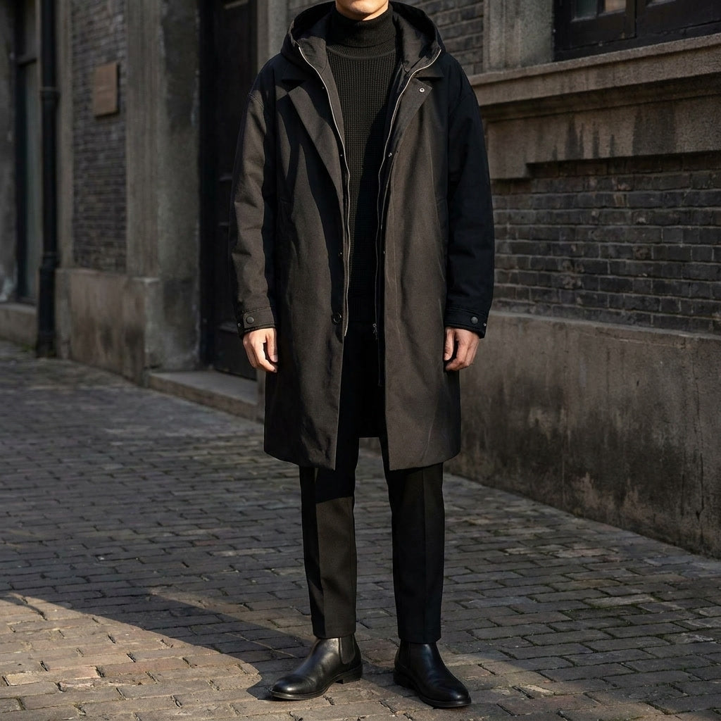 Xanthe | Sobretudo Masculino Longo Resistente ao Vento