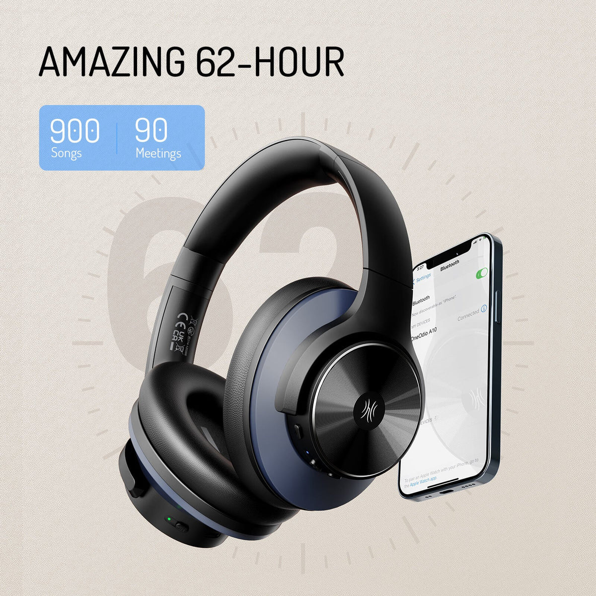 Dione | Headphones Bluetooth Cancelamento Ativo de Ruído Sem Fio