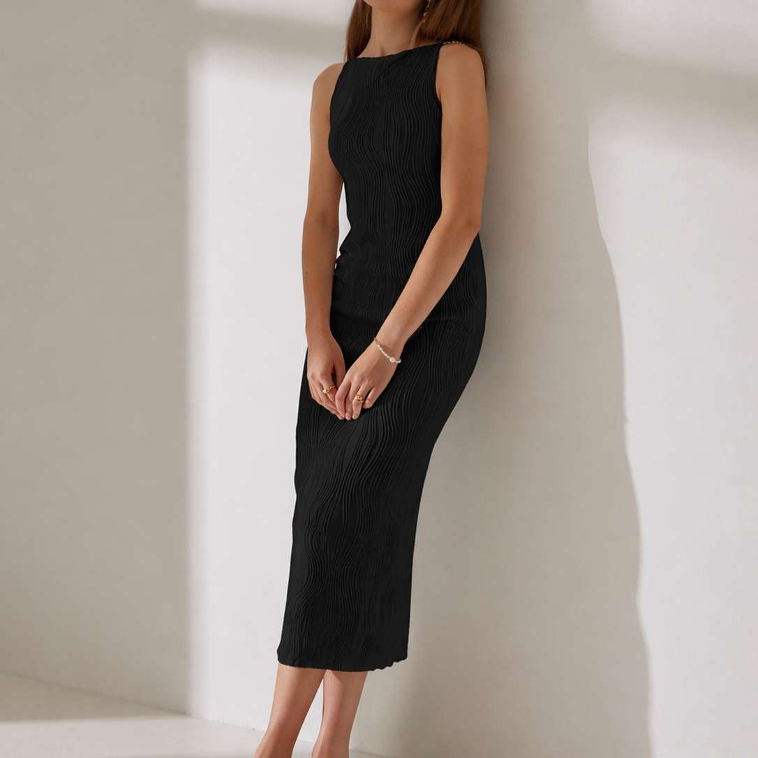 Zara | Vestido Midi Feminino Texturizado Alças Finas