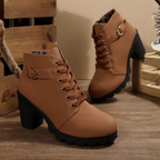 Marlow | Botins de Salto Bloco com Atacadores e Fivela Lateral