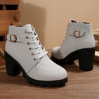 Marlow | Botins de Salto Bloco com Atacadores e Fivela Lateral