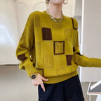 Camisola Malha Padrão Geométrico Relaxed Fit