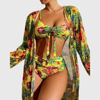 Biquíni Feminino | Estampa Tropical, Dois Volumes