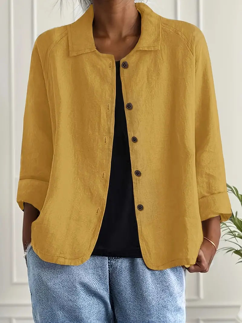 Perla | Mulher Cardigan Camisa Algodão Linho