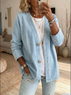 Casaco Feminino Denim Botões Corte Reto