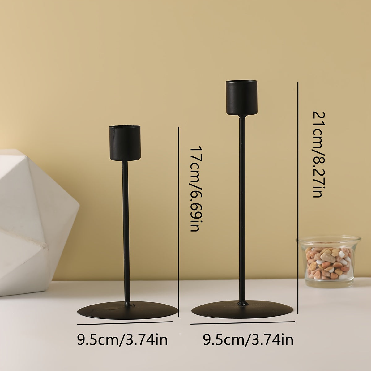 Iris | Porta-Velas de Metal | Decoração de Mesa para Jantar e Casamento | Conjunto de 2