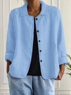 Perla | Mulher Cardigan Camisa Algodão Linho