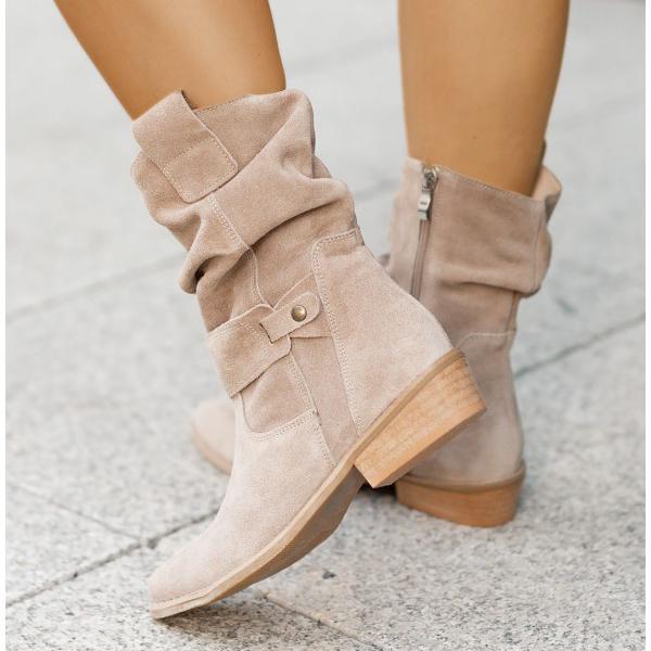 Ondine | Botins Slouch Femininos Bico Redondo com Dobra