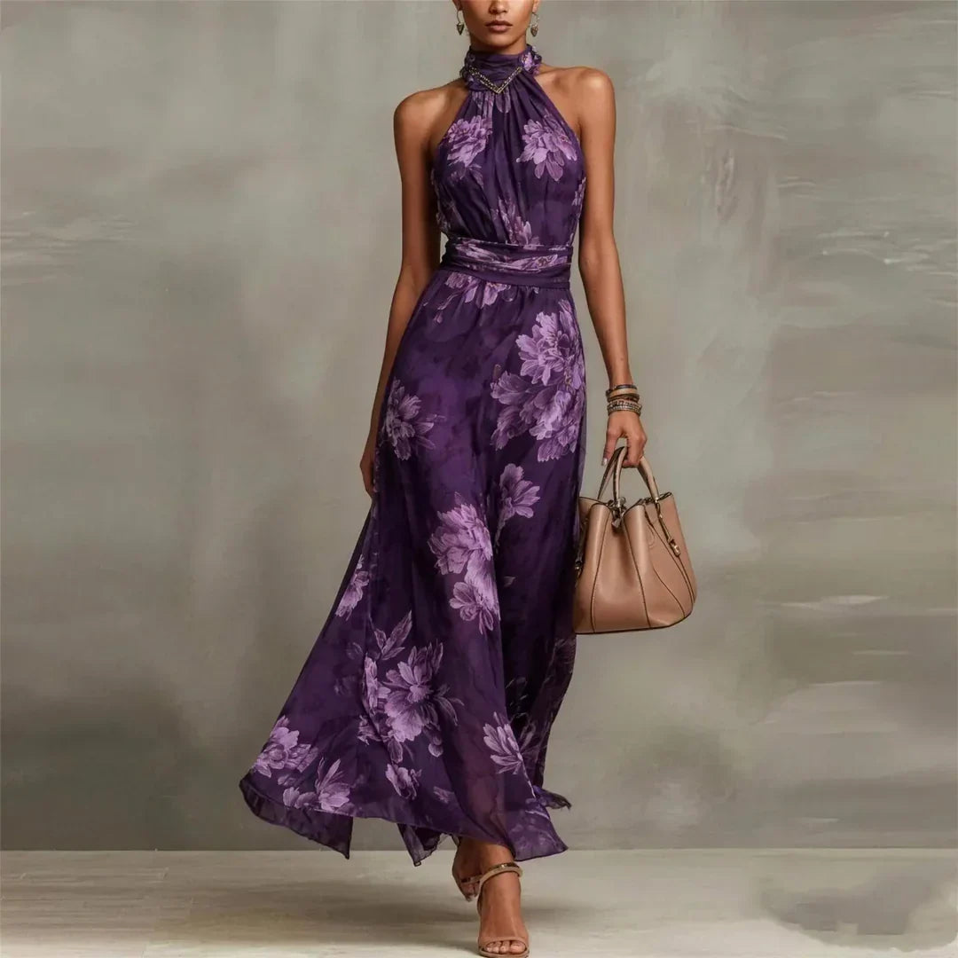 Vestido Maxi Floral Halter Mulher