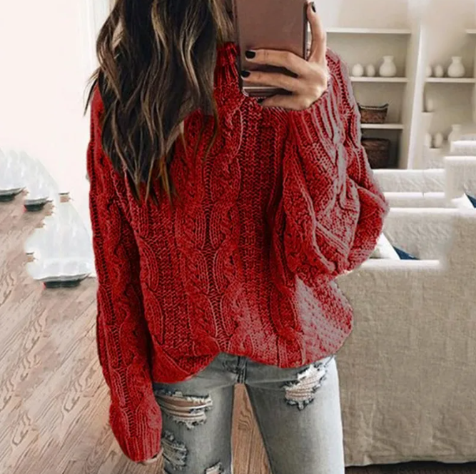 Yvaine | Mulher Tricot Cable Knit Camisola Ombro a Descoberto