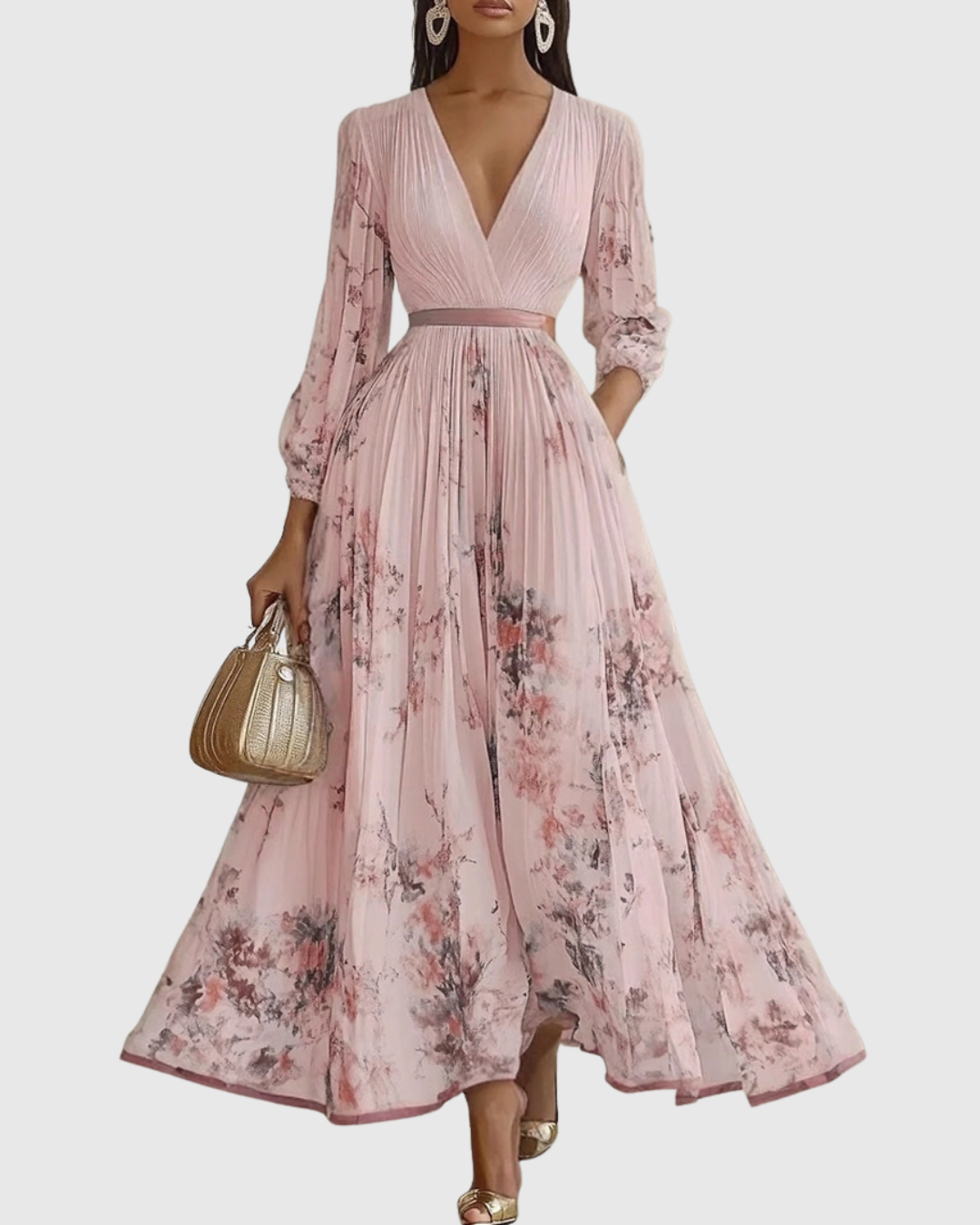 Calla | Vestido Midi Floral Feminino Sem Mangas Linha A