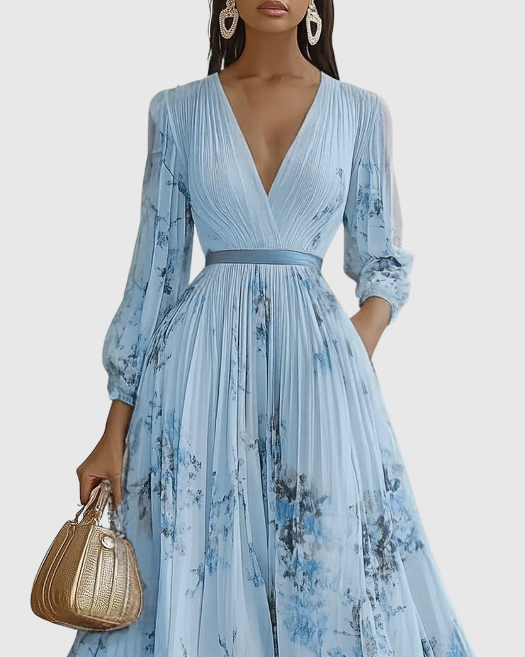 Calla | Vestido Midi Floral Feminino Sem Mangas Linha A