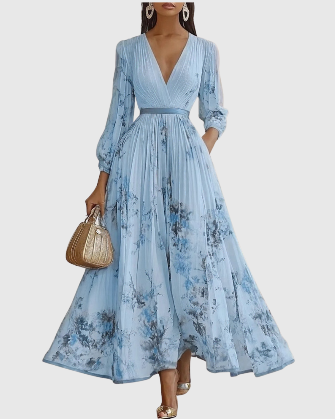 Calla | Vestido Midi Floral Feminino Sem Mangas Linha A