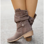 Ondine | Botins Slouch Femininos Bico Redondo com Dobra