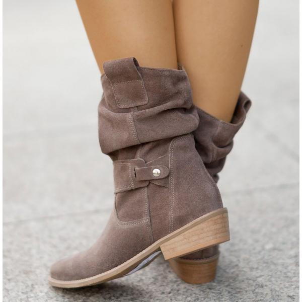 Ondine | Botins Slouch Femininos Bico Redondo com Dobra