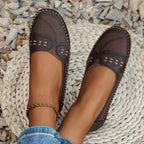 Halcyon | Mulheres Loafers Slip On Perfurados Confortáveis