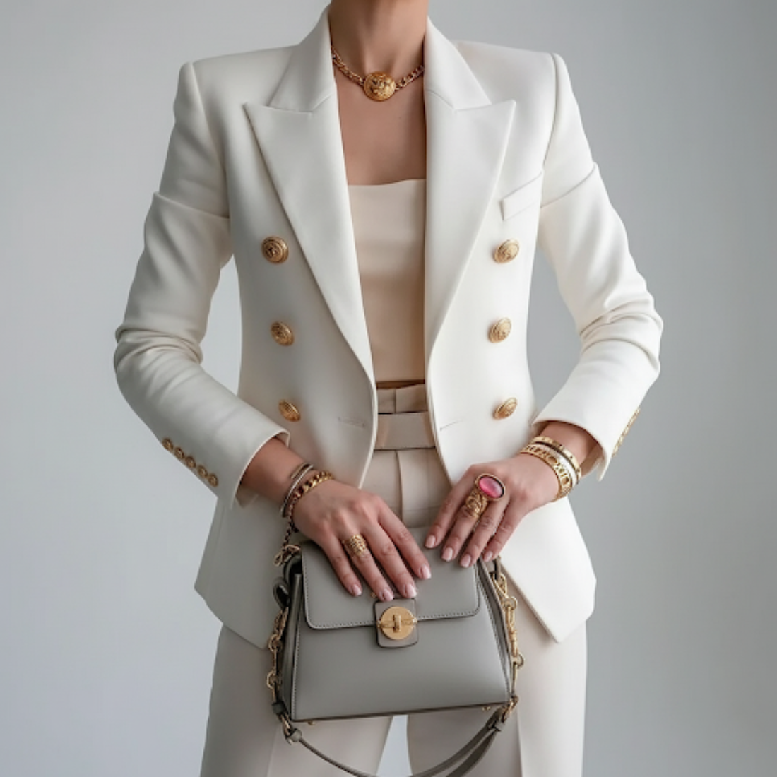 Halcyon | Mulher Blazer Duplo Abotoamento Gola Entalhada