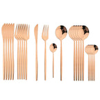 Conjunto de Talheres em Aço Inox 24 Peças | Nova | Dourado, Preto, Rosa