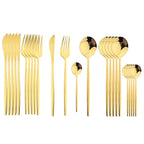 Conjunto de Talheres em Aço Inox 24 Peças | Nova | Dourado, Preto, Rosa