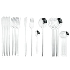 Conjunto de Talheres em Aço Inox 24 Peças | Nova | Dourado, Preto, Rosa