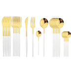 Conjunto de Talheres em Aço Inox 24 Peças | Nova | Dourado, Preto, Rosa