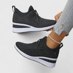 Sapatos ortopédicos femininos bico largo com suporte de arco e sola ergonómica